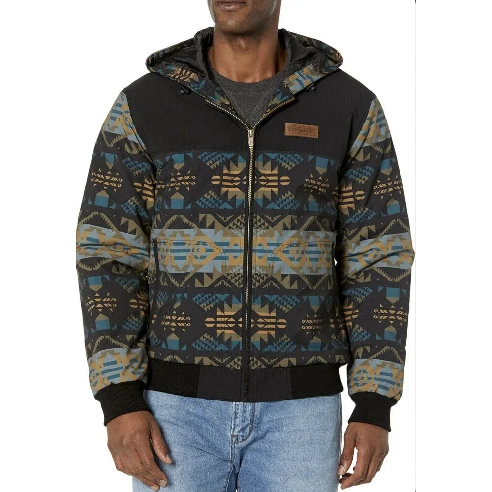 Pendleton Black & Blue Journey West Bow Pass Bomber Jacket Mens Large - Picture 1 of 10
